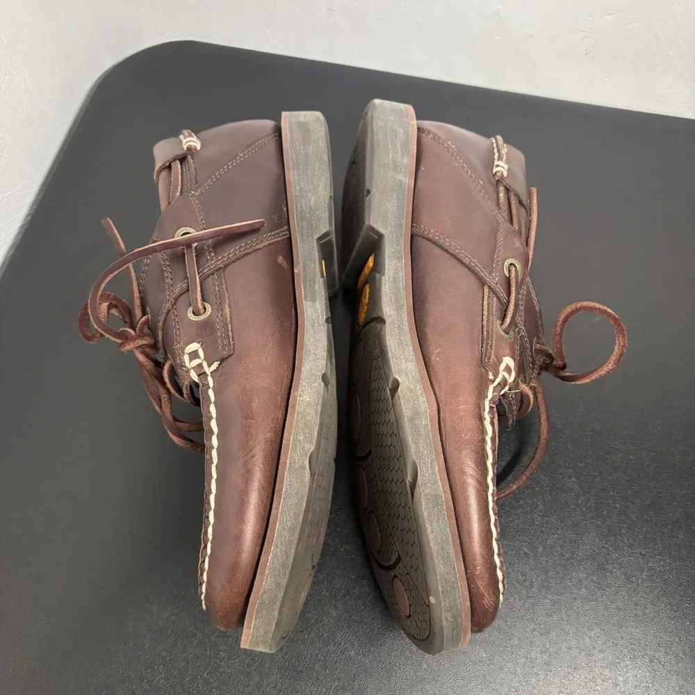 Timberland Mens Size 7.5 M Classic 2-Eye Brown Leather Deck‎ Shoes 42510 Frat